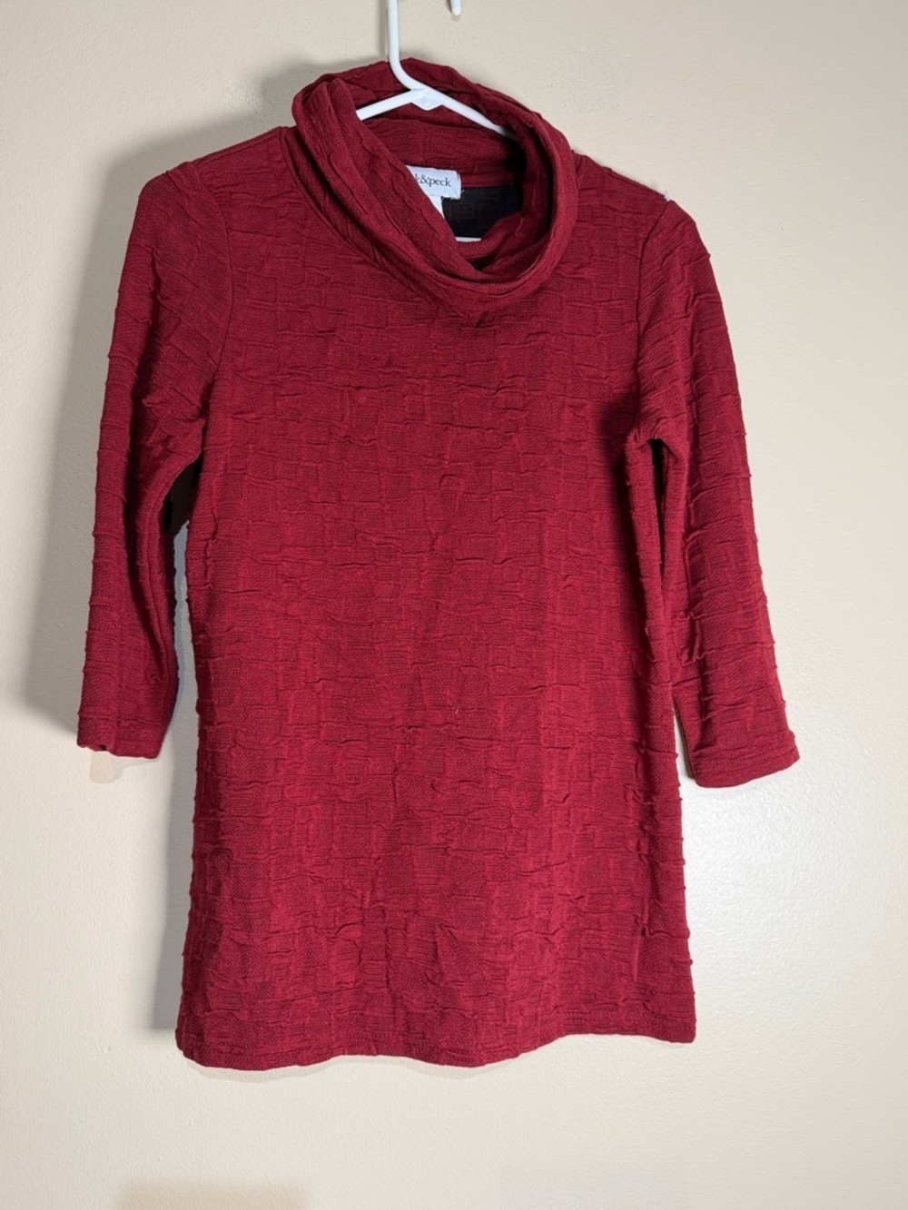 Peck & Peck Red Textured Cowl Neck Sweater